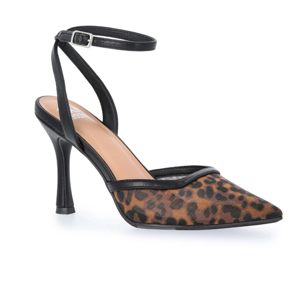 Madden NYC Women's Leopard Mesh Pointed Toe Heels